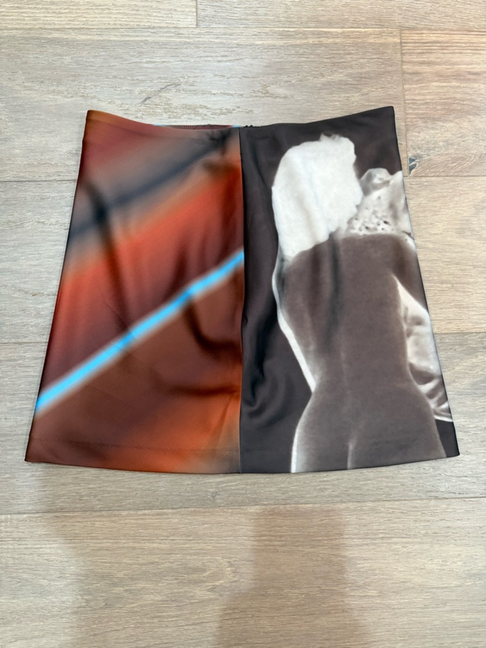 Abstract Panel Mini Skirt in Brown and Black